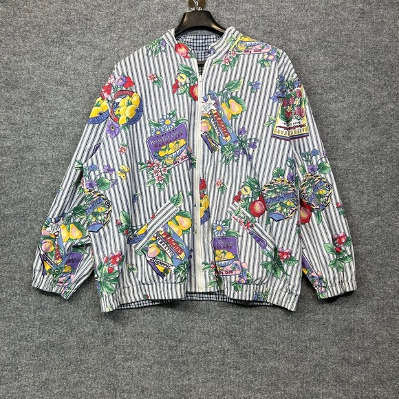 The Unbranded Brand Other - Vintage Men's Reversible Novelty Fruit Print Bomber Jacket Long Sleeve - Large